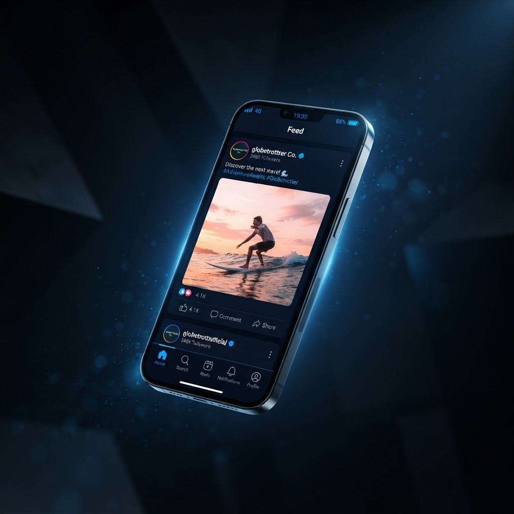 Mobile social media design mockup